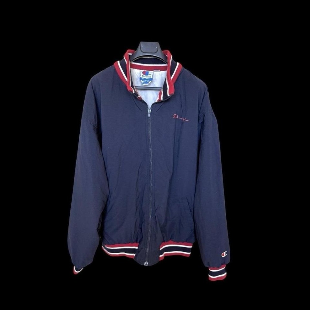 Vintage 90's Champion‎ Varsity Windbreaker Jacket Navy Sz XXL Y2K Insulated